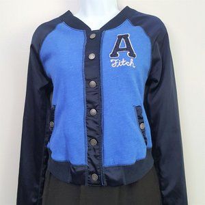 A&F Blue Satin Sleeve Sweatshirt Bomber Jacket M